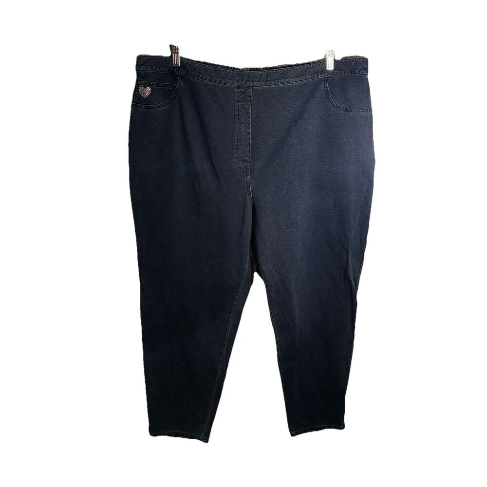 Dream Jeannes By Quacker Factory 3X With Elastic Back, Pull On Jeans W/ Heart